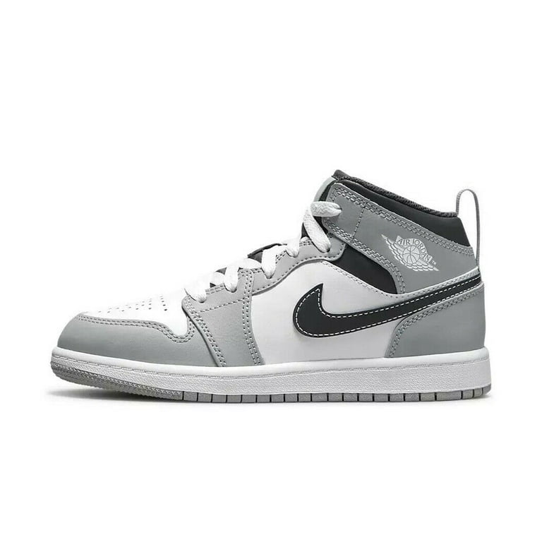 Little Kid s Jordan 1 Mid Lt Smoke Grey White Anthracite 640734 078 3 Walmart