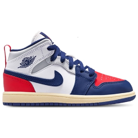 Little Kid's Jordan 1 Mid White/Deep Royal Blue (DQ8424 102) - 13