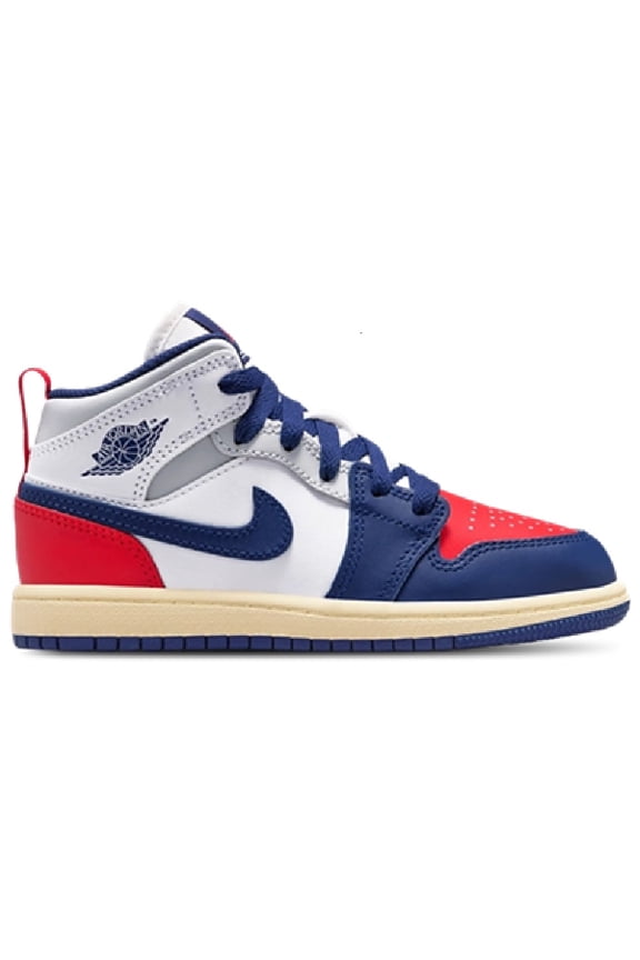 Little Kid's Jordan 1 Mid White/Deep Royal Blue (DQ8424 102) - 3
