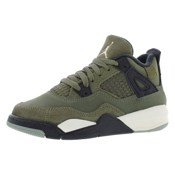 Nike Jordan 4 Retro SE Craft PS Boys Shoes Size 2, Color: Medium Olive/Pale Vanilla