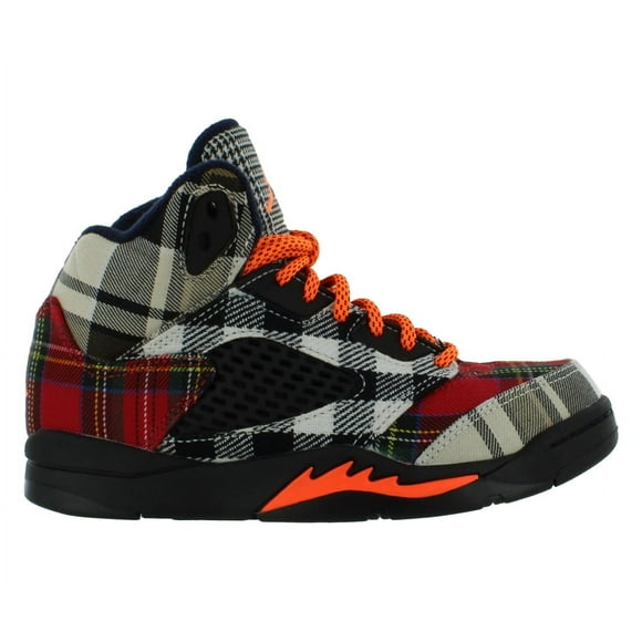 Jordan 5 Retro Plaid PS Boys Shoes Size 13, Color: Black/Total Orange
