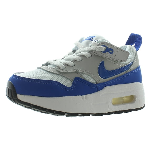 Nike Air Max 1 Easyon PS Boys Shoes Size 8, Color: White/Easy Royal/Neutral Grey