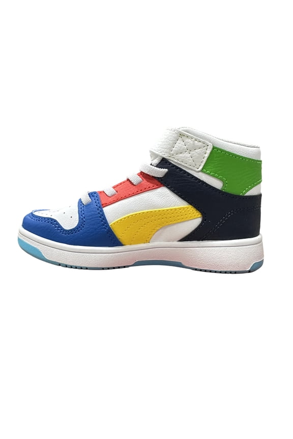Little Kid's Puma Rebound Layup RCL V PS White-Pele Yellow-Royal-Red (403063 05) - 11