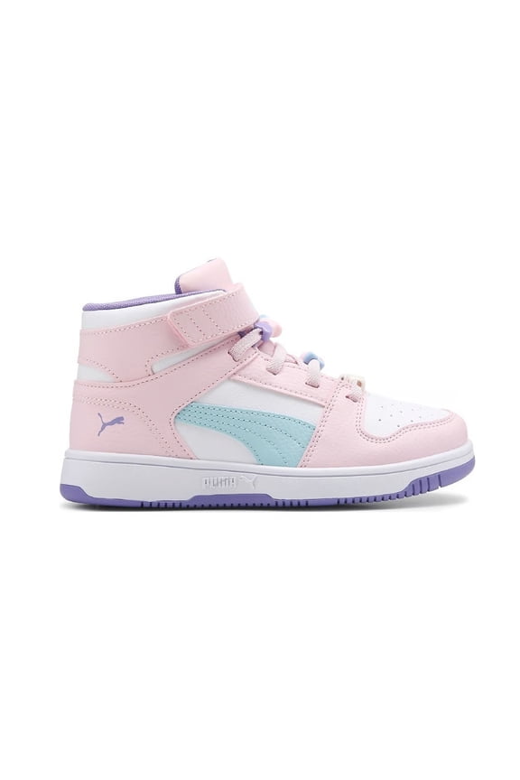 Little Kid's Puma Rebound Layup RCL V White-Pink-Light Aqua (405197 02) - 1.5