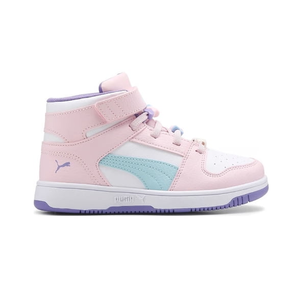 Little Kid's Puma Rebound Layup RCL V White-Pink-Light Aqua (405197 02) - 1.5