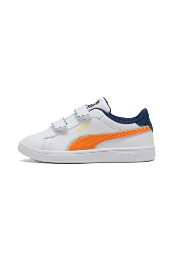 Little Kid's Puma Smash 3.0 Playdate V PS Puma White-Orange Glo (402830 01) - 3