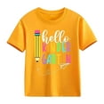 thumbnail image 1 of Little Kids Boys Back School T Shirt Rock Hand Print Casual Short Sleeve Top Clothing Yellow Size 7-8T, 1 of 7