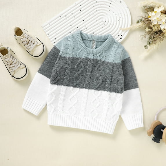 Little Kids Boys Sweaters Clothes Spring Autumn Winter Newborn Infant Outwear Pullover 1-3Y Toddler Crew Neck Long Sleeve Jumper