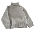 thumbnail image 1 of Little Kids Cable Knit Sweater High Collar Long Sleeve Round Neck Pullover Cute Tops Warm Winter Outfits for Toddler Kids Boys Girls Size 5-6, 1 of 2