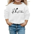 thumbnail image 1 of Little Kids Casual Short Sleeve T Shirt Soft Crewneck Graphic Print Top Girls Clothes White Size 5-6T, 1 of 3