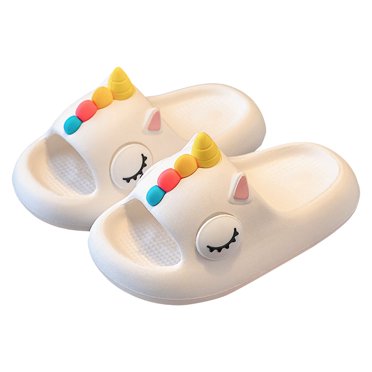Palmara Unicorn Rainbow Sliders For Girls – Cushioned Beach Sandals With Glitter Summer Slides