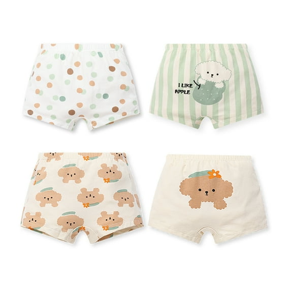 Little Kids Girls Underwear Toddler Soft Cotton Boxer Briefs Panties Cute Pattern Boyshorts Cartoon Big Girls Undies 4-11 Years, 4 Pack