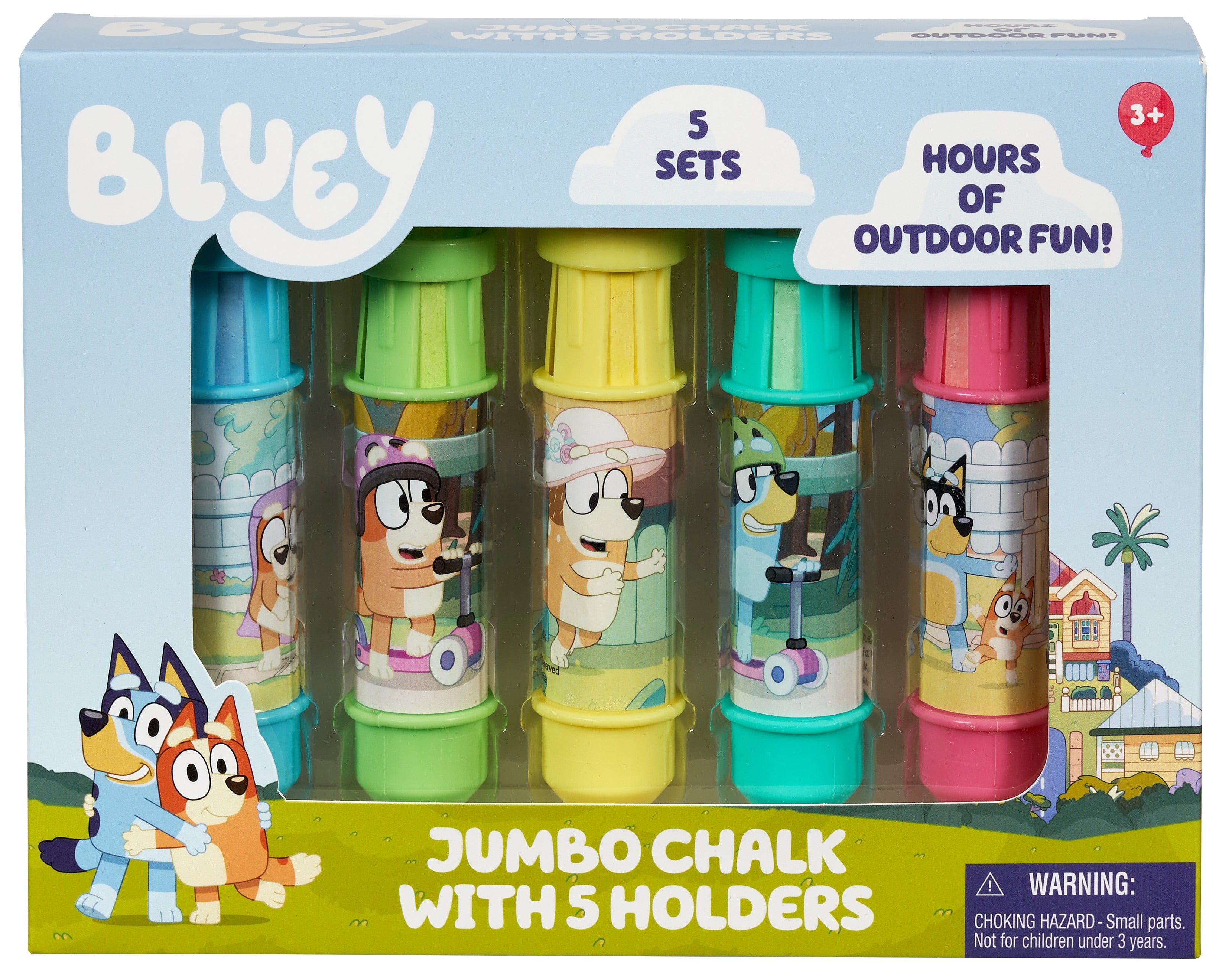 Little Kids Inc Bluey Official 5-Piece Chalk Set with Holders for