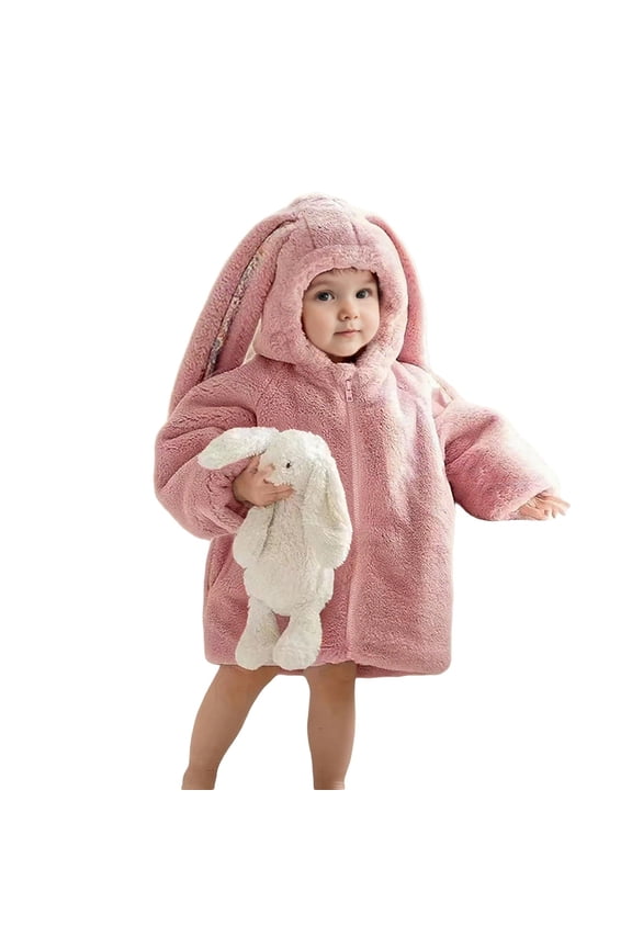 Little Kids Jacket With Bunny Long Ears Winter Warm Cozy Outerwear Boys Outerwear