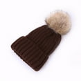 thumbnail image 1 of Little Kids Knit Pom Pom Beanie Hat Toddler Cuff Winter Skull Ski Cap, 1 of 3