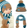 thumbnail image 1 of Little Kids Knitted Winter Beanie Hat and Scarf Set, 6 Months Baby to Toddlers, 1 of 8