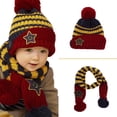 thumbnail image 1 of Little Kids Knitted Winter Beanie Hat and Scarf Set, 6 Months Baby to Toddlers, 1 of 7