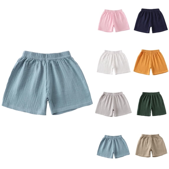 Little Kids Shorts Cotton Linen Summer Casual Short Toddler Boys Girls Solid Pants Quick Dry Gray 0-1 Years