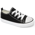 thumbnail image 1 of Little Kids Sneakers Boys Girls Walking Shoes Lace Up Low Top Glimmer Sparkle diamond rivet Lightweight Non-Slip Outdoor solid black size 11, 1 of 6