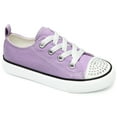 thumbnail image 1 of Little Kids Sneakers Girls Walking Shoes Lace Up Low Top Glimmer Sparkle diamond rivet Lightweight Non-Slip Outdoor solid purple size 2, 1 of 6