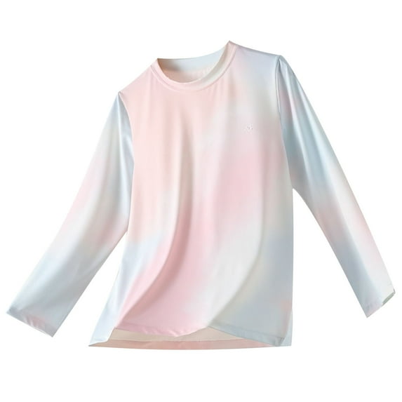 Little Kids Tie Dye Sun Shirt for Boys Girls Long Sleeve Rash Guard Tshirt Summer Casual Tunic Tee Tops