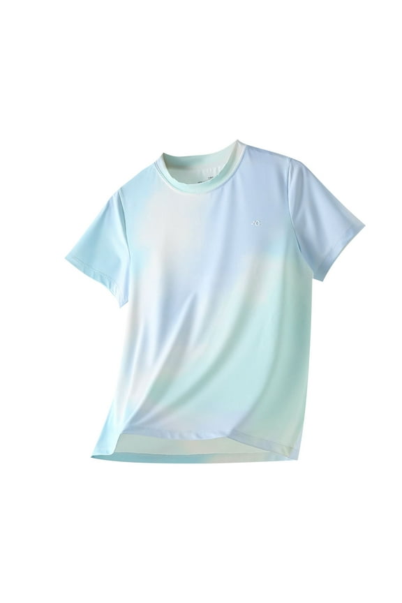 Little Kids Tie Dye Sun Shirt for Boys Girls Short Sleeve Rash Guard Tshirt Summer Casual Tunic Tee Tops