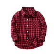 thumbnail image 1 of Little Kids Toddler Baby Boy Girl Shirt Jacket Plaid Long Sleeve Button Down Fall Flannel Shacket Coat Tops, 1 of 5
