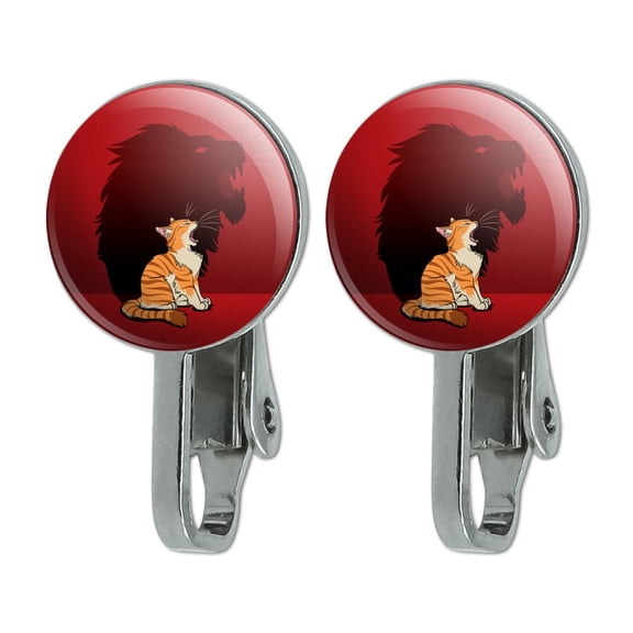 Little Kitten Lion Roar Novelty Clip-On Stud Earrings