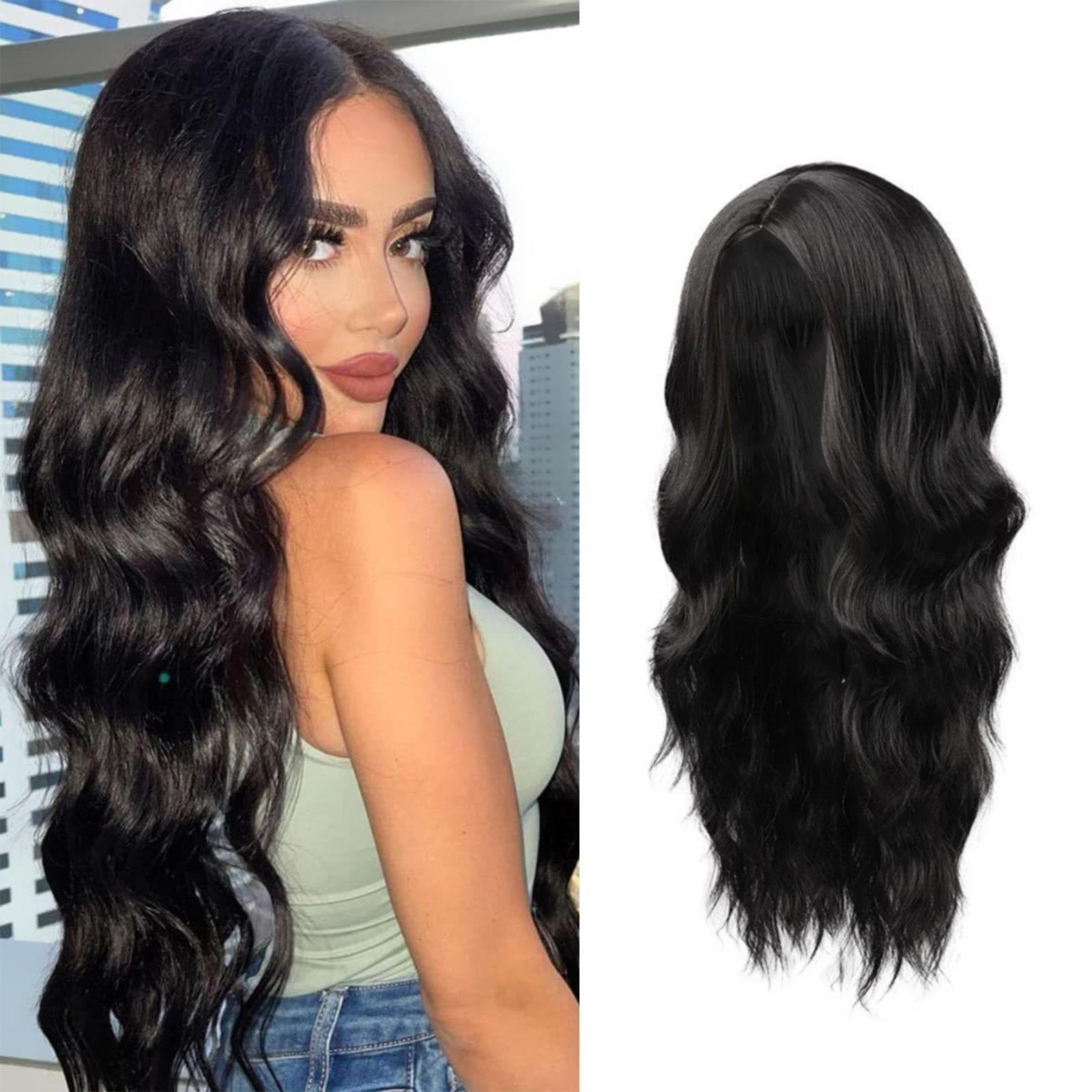 Little Lace Gradual Color Long Curly Hair Wig with Natural Medium Part Wavy Synthetic Headwear for Women