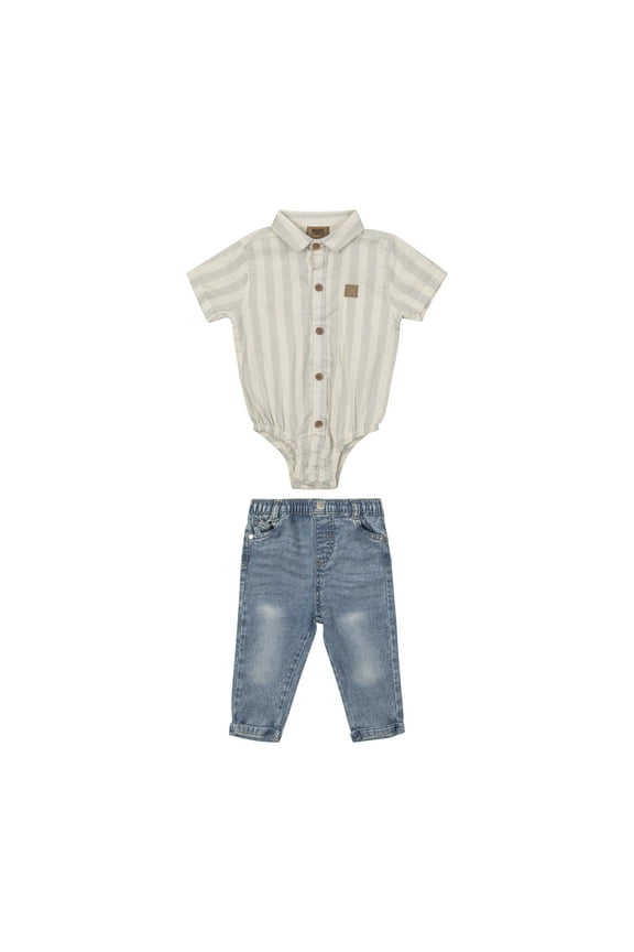 Newborn Boys' Short Sleeve Shirt and Pant, 2-Piece Set, Sizes 0-3M-6-9M