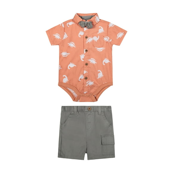 Little Lad Newborn Boys' Short Sleeve Shirt and Short, 2-Piece Set, Sizes 0-3M-6-9M