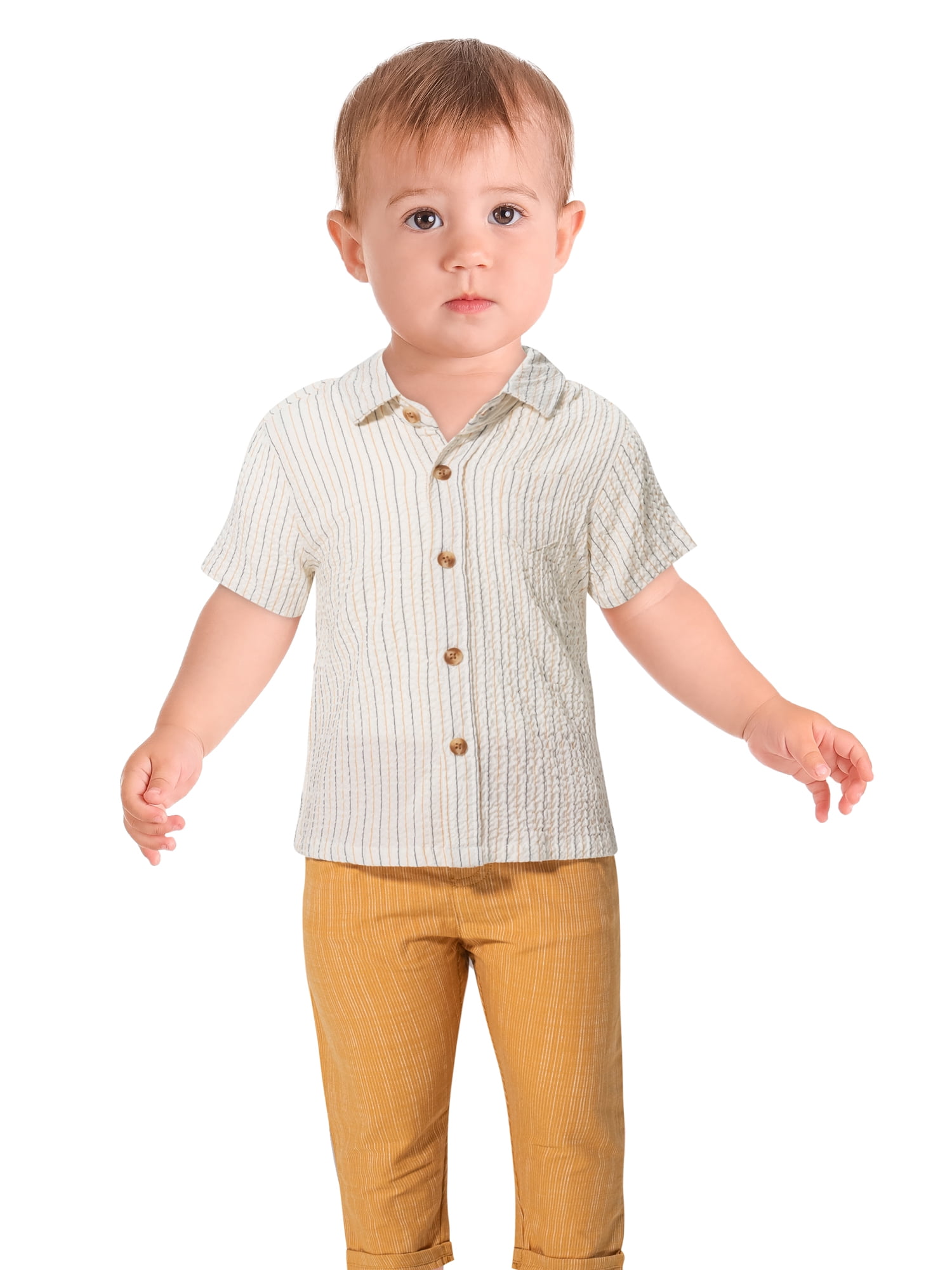 Little Lad Toddler Boys' Short Sleeve Shirt and Pant, 2-Piece Set, Sizes 2T-5T