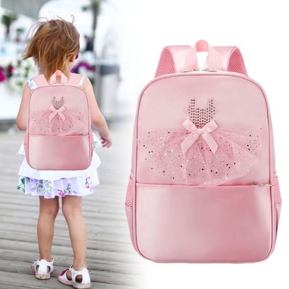 Little Lady' Travel Backpack, Dance Class Pack For Elementary Learnerss (Carryall, Gifts), Red, Custom Little Lady Backpack, Satin Fabric, Ballet Design, For sch○○l & Travel, Meiiso