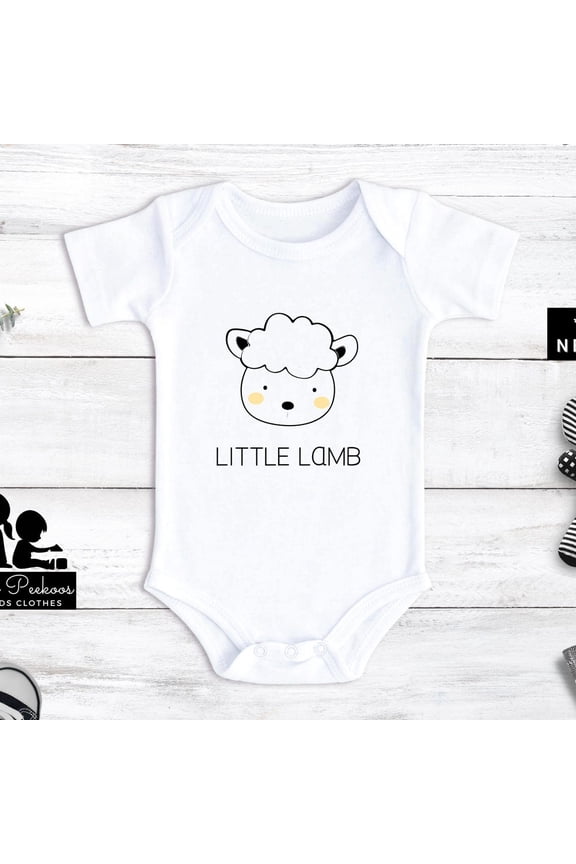 Little Lamb Onesie, Lamb Lover Bodysuit, Cute Modern Monochrome Animal Lover Kids T-Shirt, Kids Little Lamb Zoo Trip Raglan Cute Baby Onesie, BABY BODYSUIT LAT 4424