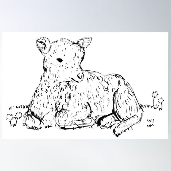 Little Lamb Poster Wall Art, Modern Wall Decor For Living Room Bedroom, 8x12 UNFRAMED