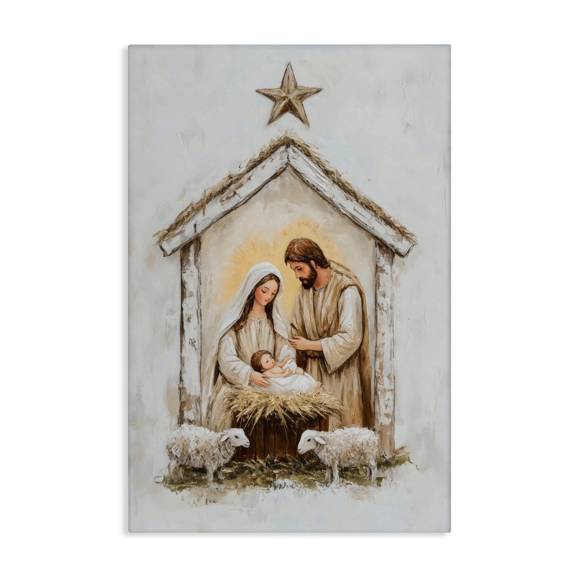Little Lambs & Nativity Canvas Wall Art, design by Petal Prints Design