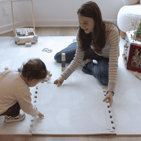 Little Landings EVA Foam Play Mat, Aura Pearl (4x6ft), Non-Toxic Interlocking Floor Mat for Babies and Toddlers