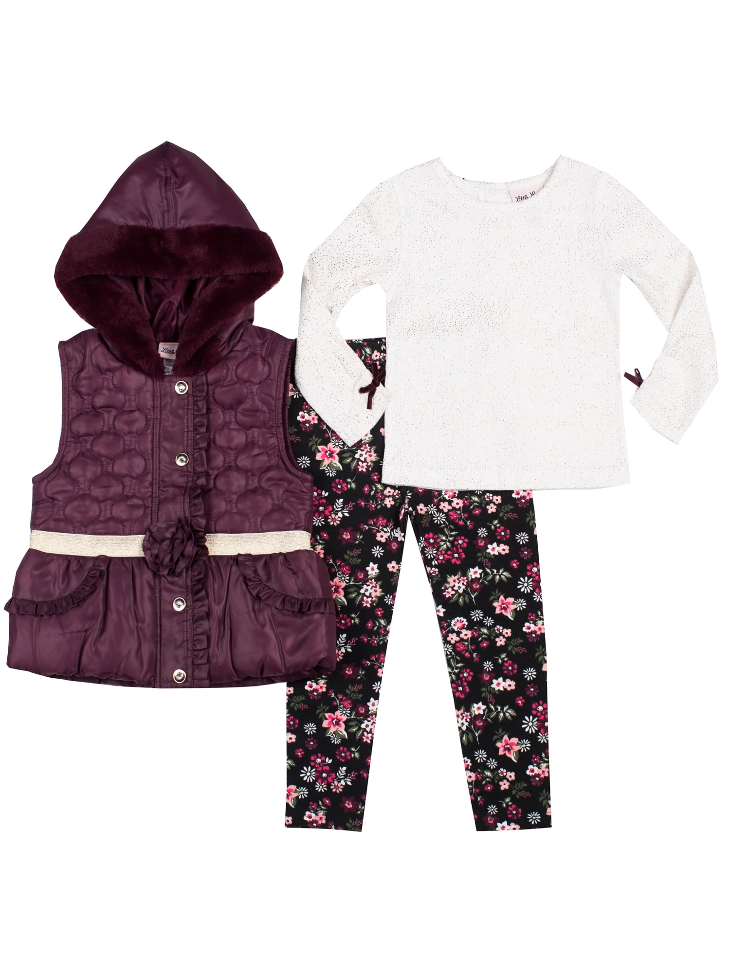 Little lass faux fur vest set best sale