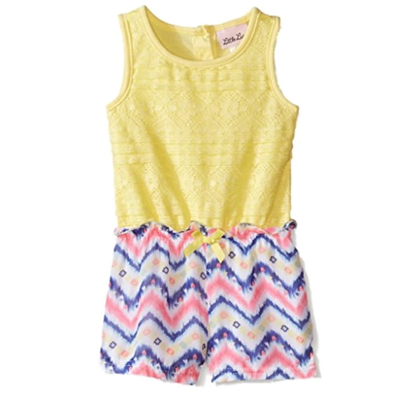 Little Lass Infant & Toddler Girls Yellow Lace Chevron Romper Outfit 24 Months