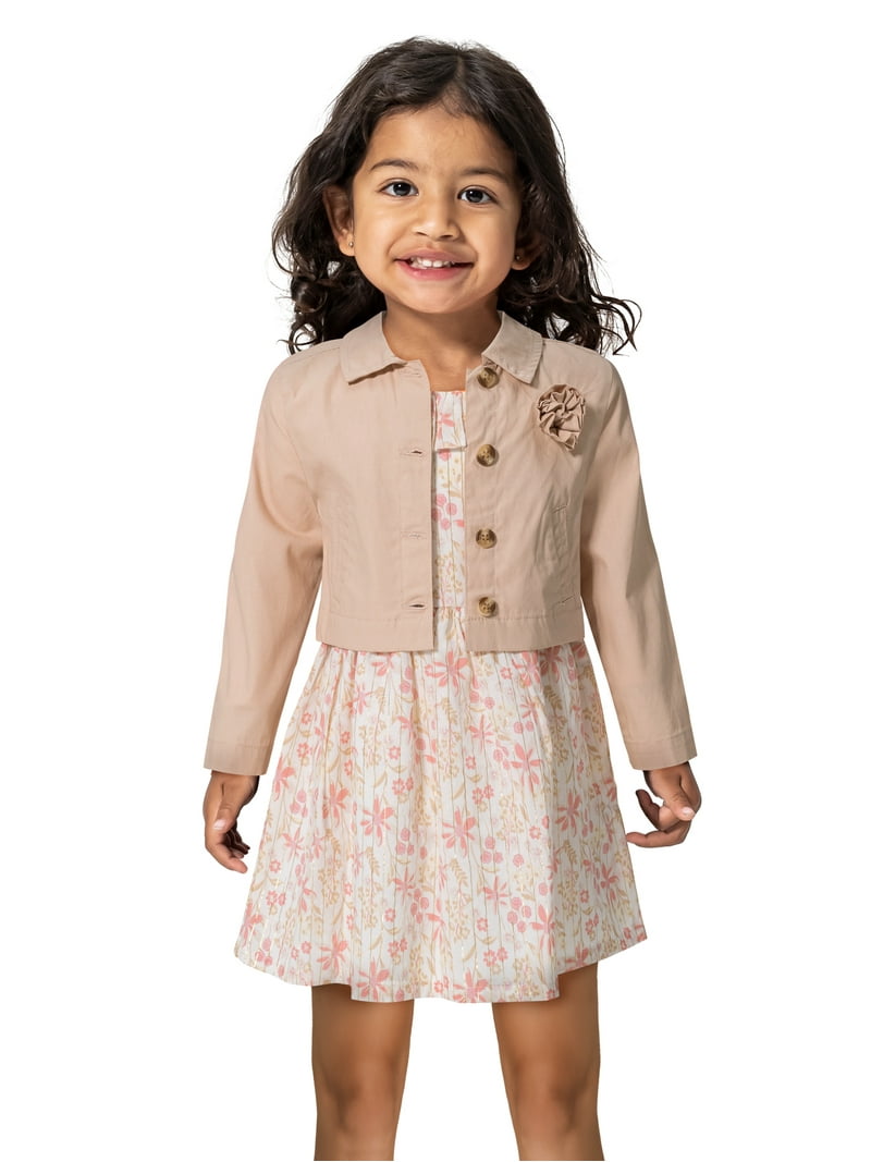 Little Lass Toddler Girl Dress and Jacket 2-Piece Set, Sizes 2T-4T