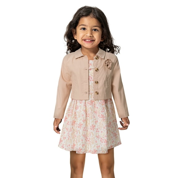 Little Lass Toddler Girl Dress and Jacket 2-Piece Set, Sizes 2T-4T