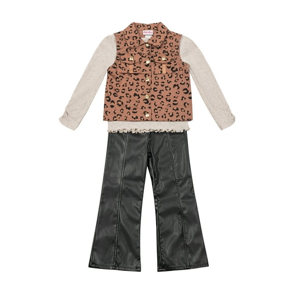 Little Lass Toddler Girl Vest, Tee, and Pant 3-Piece Set, Sizes 2T-4T