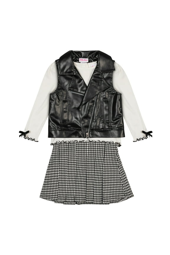 Toddler Girl Vest, Tee, and Skort 3-Piece Set, Sizes 2T-4T