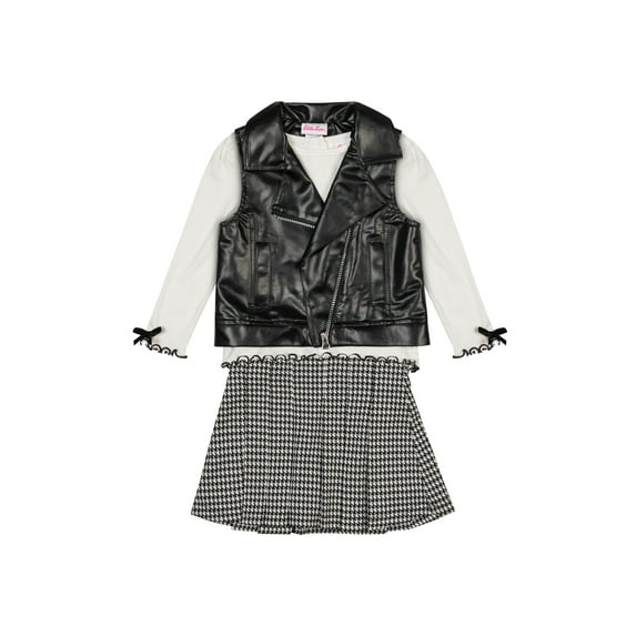 Little Lass Toddler Girl Vest, Tee, and Skort 3-Piece Set, Sizes 2T-4T