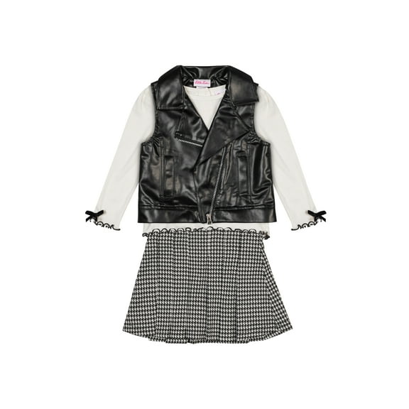 Little Lass Toddler Girl Vest, Tee, and Skort 3-Piece Set, Sizes 2T-4T