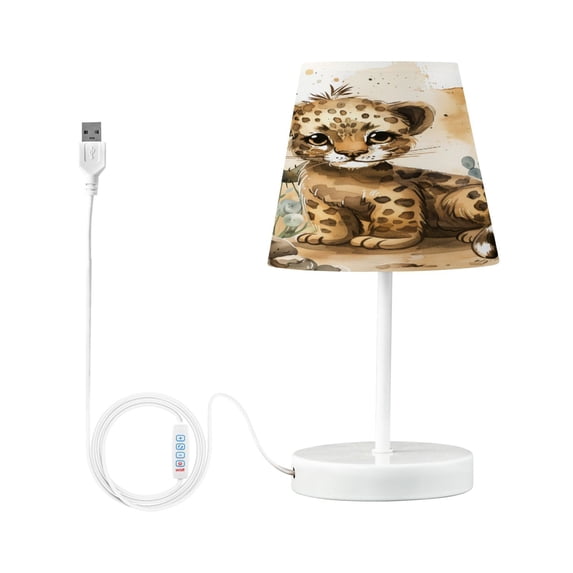 Little Leopard with Cactus Desk Lamp LED Table Nightstand Lamps with 3 Color Temperatures for Home Bedroom Living Room Decor 8x12