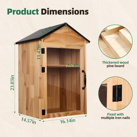 Little Library Box Outdoor, 2-Tier Little Library for Neighborhoods Community School, Weatherproof Solid Wood with Adjustable Shelf & Rust-Proof Hinges, Sharing books, Literature and Newspapers