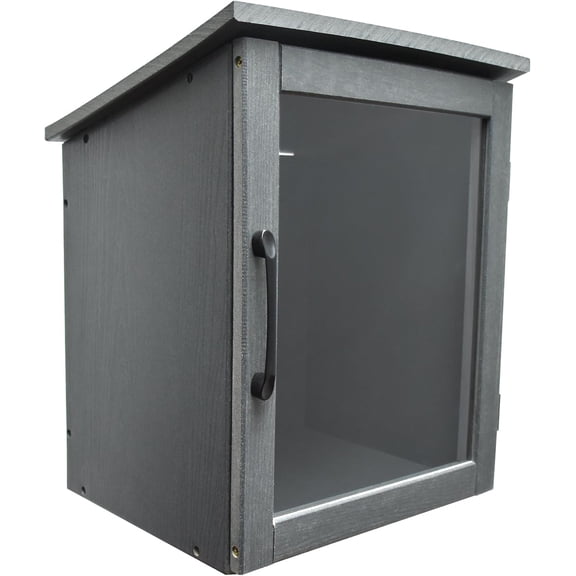 Little Library Box Outdoor  HDPE Book Storage Small Deck Patio  Cabinet Bin Outside Free Shed Container for Lending Neighborhood Community, Gray
