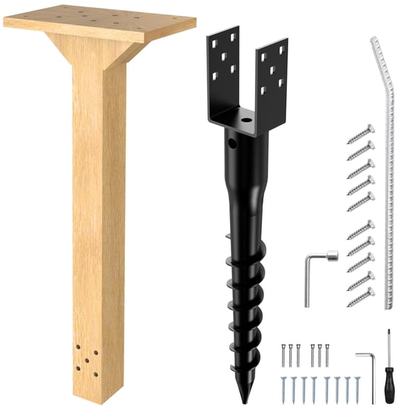 Little Library Mount Kit31.5" Wood Post with 27" No-Dig Ground Anchor, Universal Little Library Bracket Holder for Outdoor Community Book Sharing, Fits All Size Little Libraries