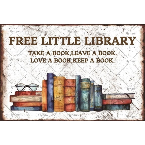Little Library Tin sign Little Library Wall decor Little Library Poster Metal Sign Funny Library Metal Tin Sign Library Decor Metal Tin Poster 8x12 Inch